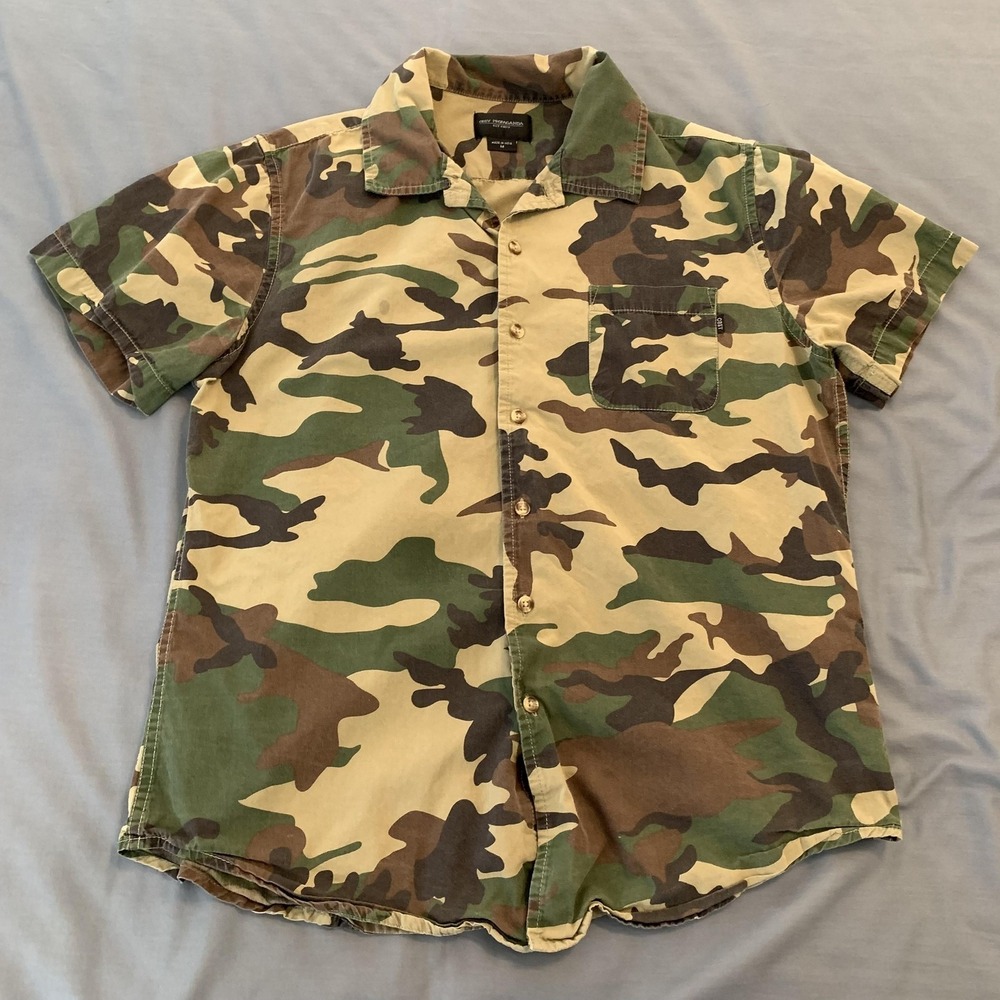 Obey‎ Propaganda Shirt Mens Medium Multicolor Camo Short Sleeve Button Front